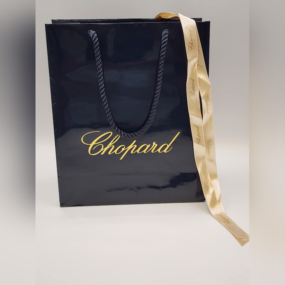 Chopard Navy Gift Bag with Gold Ribbon